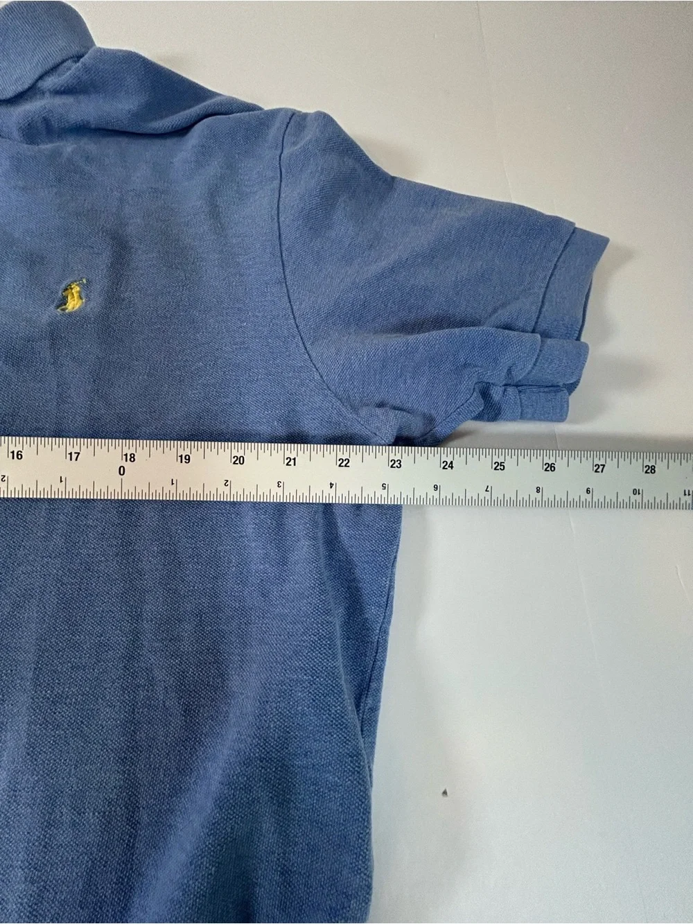 Ralph Lauren Blue Short-Sleeve Polo with Yellow Logo